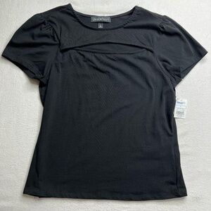 Derek‎ Heart Womens Peak A Boo Front Black Top Size L